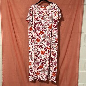 Floral Maxi Nightgown with Red and Orange
